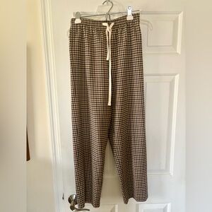 J.CREW Women's Italian Stretch Wool Lined Navy Brown Gingham Pants Size 0